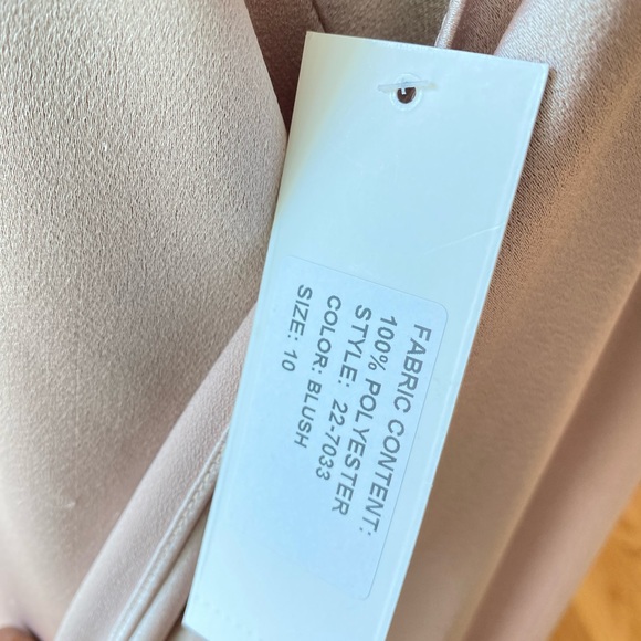 $980 TERI JON BY RICKIE FREEMAN Satin Maxi Dress In Blush. Size 10 - Picture 10 of 12